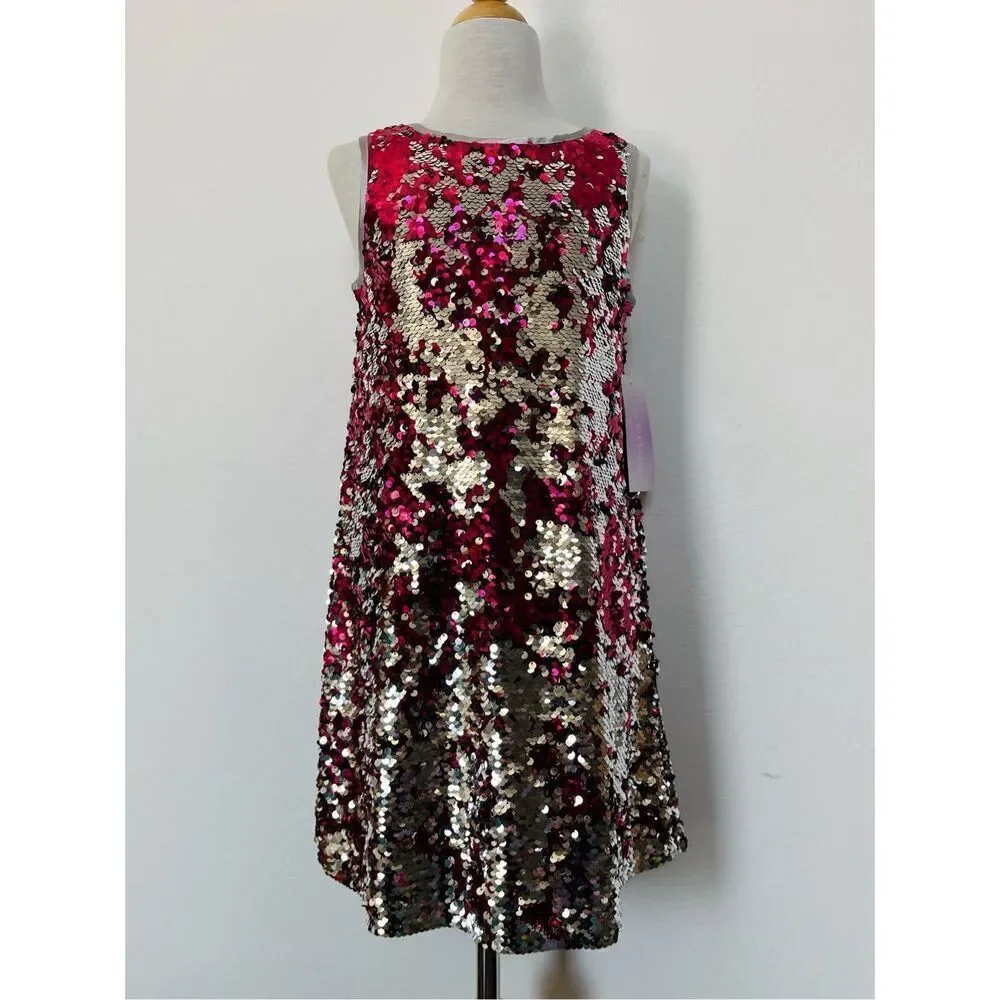 NEW Lavender by Us Angels Girls 7/8 Reversable Sequin Sleeveless Party Dress
